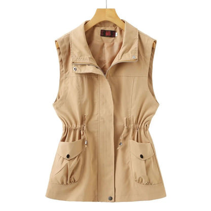 waist and thin vest short 2025 spring and autumn new Korean version loose mother casual versatile vest jacket