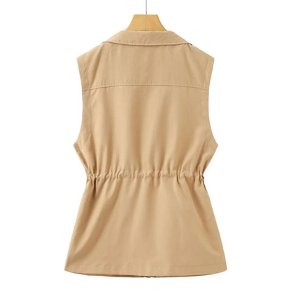 waist and thin vest short 2025 spring and autumn new Korean version loose mother casual versatile vest jacket