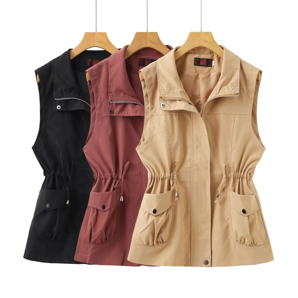 waist and thin vest short 2025 spring and autumn new Korean version loose mother casual versatile vest jacket