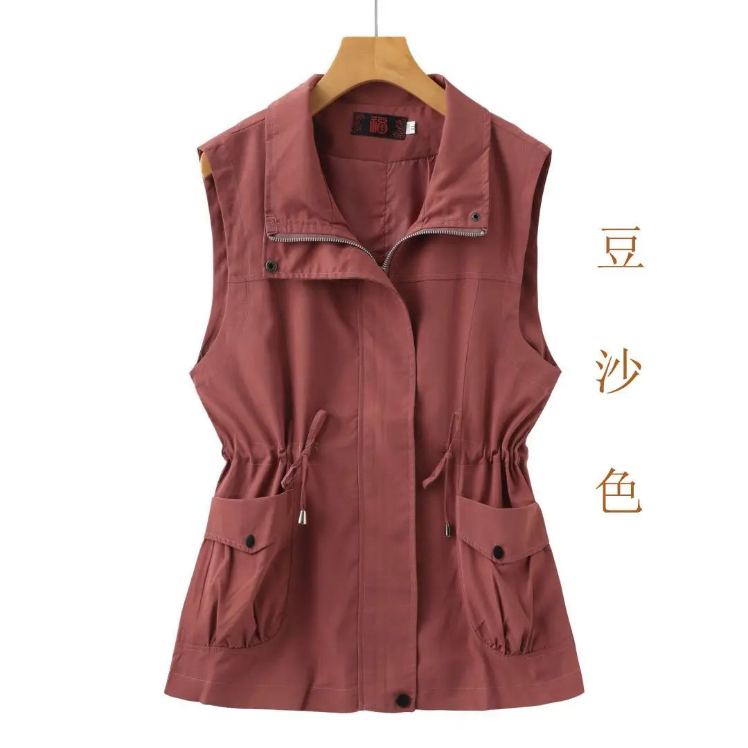 waist and thin vest short 2025 spring and autumn new Korean version loose mother casual versatile vest jacket