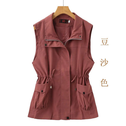 waist and thin vest short 2025 spring and autumn new Korean version loose mother casual versatile vest jacket